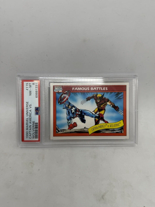 1990 Impel Marvel Universe Famous Battle 115 Captain America Vs Wolverine PSA 8 - thriftgoblin