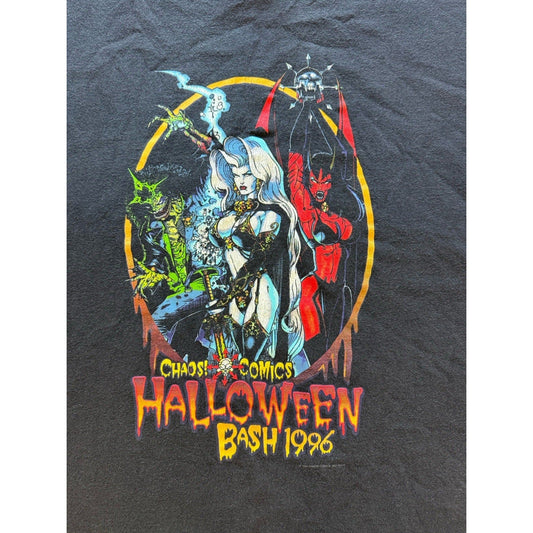 1996 Chaos Comics Halloween Bash XL Shirt Lady Death Evil Ernie Graphitti Tee - thriftgoblin
