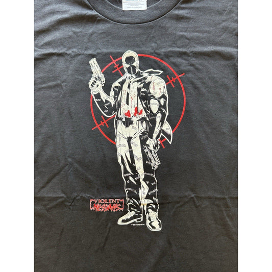 2001 Violent Messiahs Comic Shirt XL Hanes Tag Gun Art Black Tee Deadstock USA - thriftgoblin