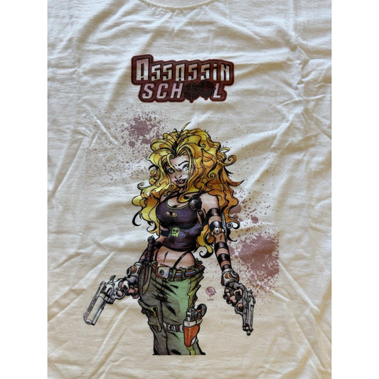 2003 Assassin School Shirt XL Fruit of the Loom Comic Babe AP Comics T-shirt - thriftgoblin