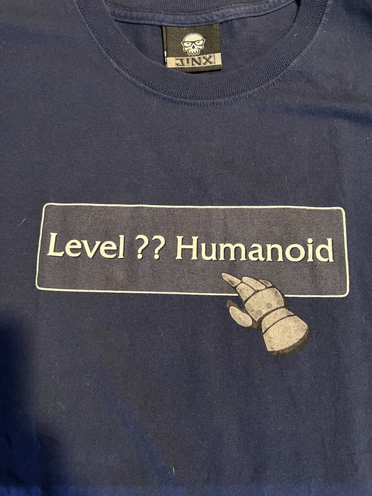 2006 World of Warcraft “Level?? Humanoid” T-shirt Blizzard WOW Jinx Large Blue - thriftgoblin