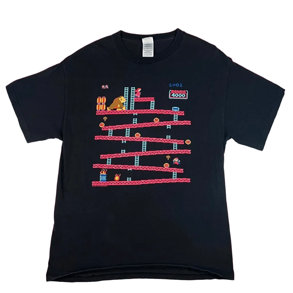 2007 Mario And Donkey Kong crewneck T-shirt Short Sleeve Retro L - thriftgoblin