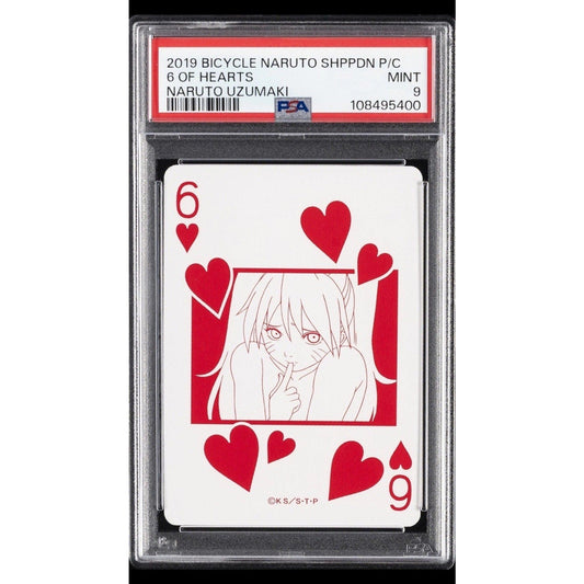 2019 BICYCLE NARUTO SHIPPUDEN PLAYING CARDS NARUTO UZUMAKI 6 OF HEARTS PSA 9 - thriftgoblin