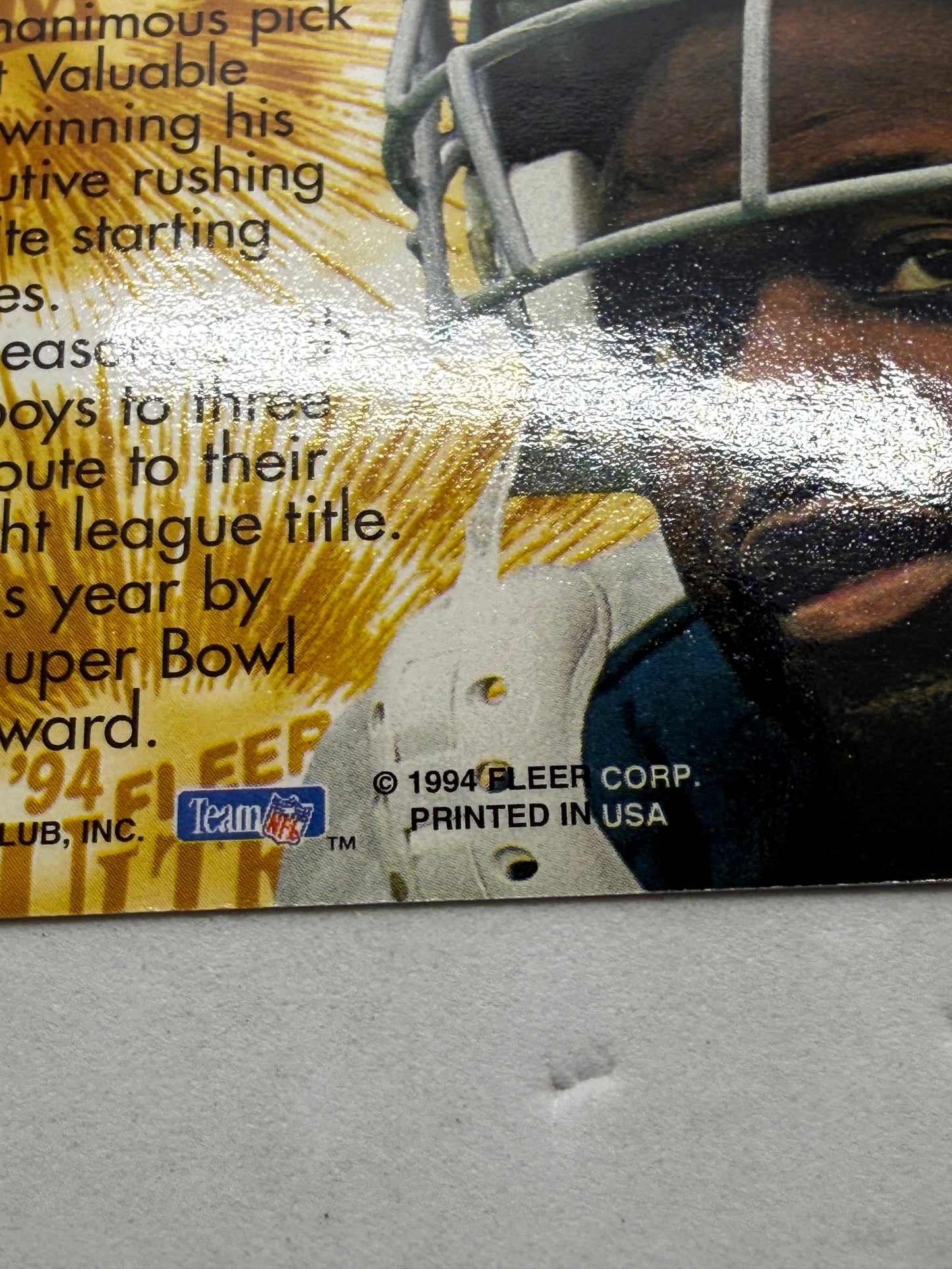 1994 Fleer Ultra Star Emmitt Smith Gold Foil Insert Card 8 of 9