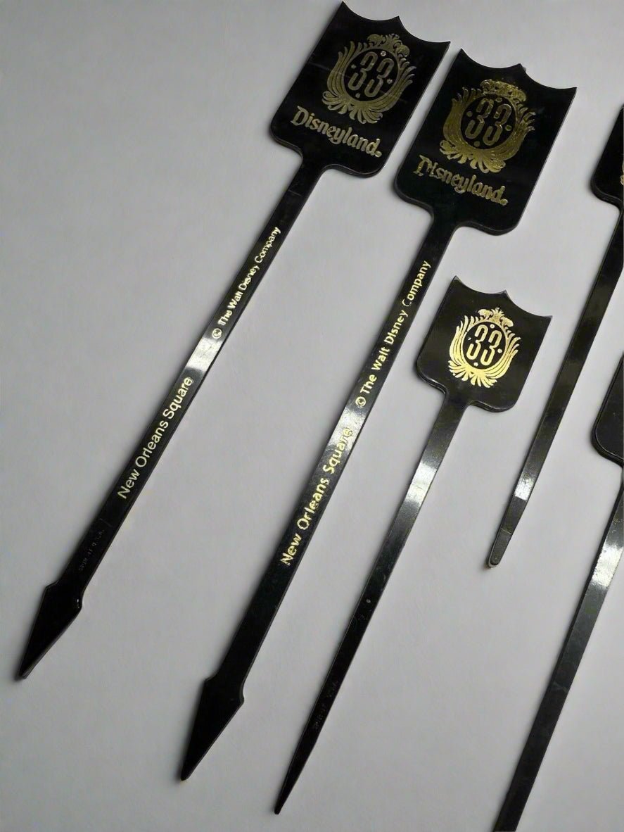 7 Disneyland Club 33 Tiki Cocktail Bar Swizzle Stick Set New Orleans Small Large - thriftgoblin