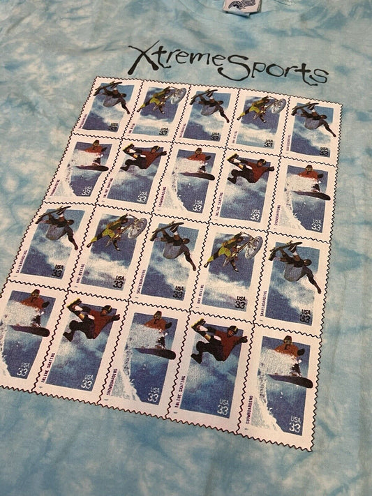 90’s Xtreme Sports Postmark America USA Mens Skate Bike Tshirt Blue XL - thriftgoblin