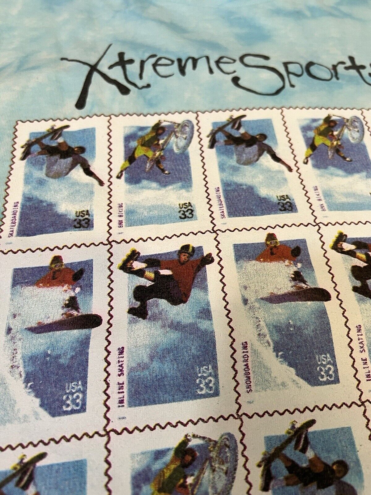 90’s Xtreme Sports Postmark America USA Mens Skate Bike Tshirt Blue XL - thriftgoblin