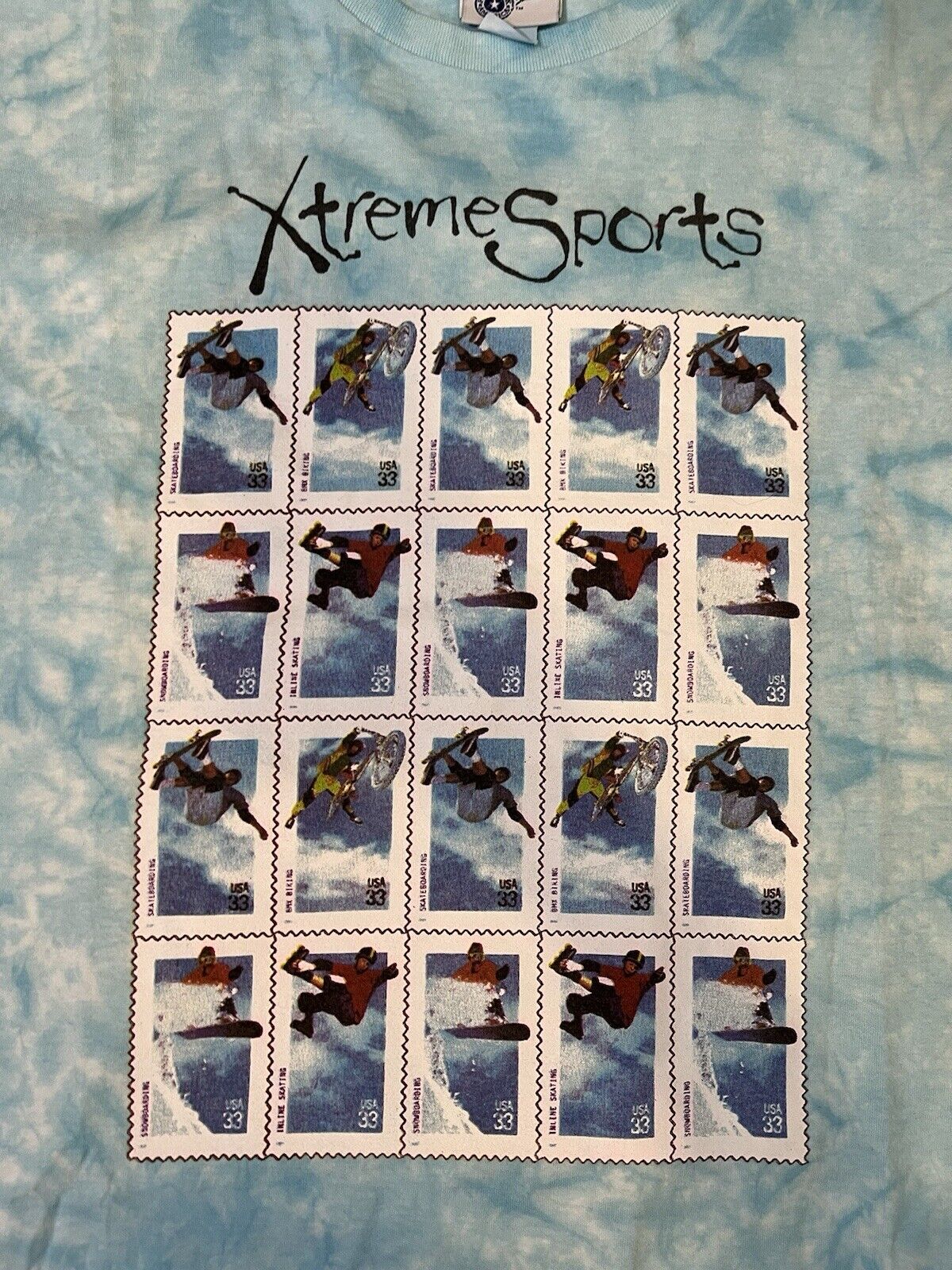 90’s Xtreme Sports Postmark America USA Mens Skate Bike Tshirt Blue XL - thriftgoblin