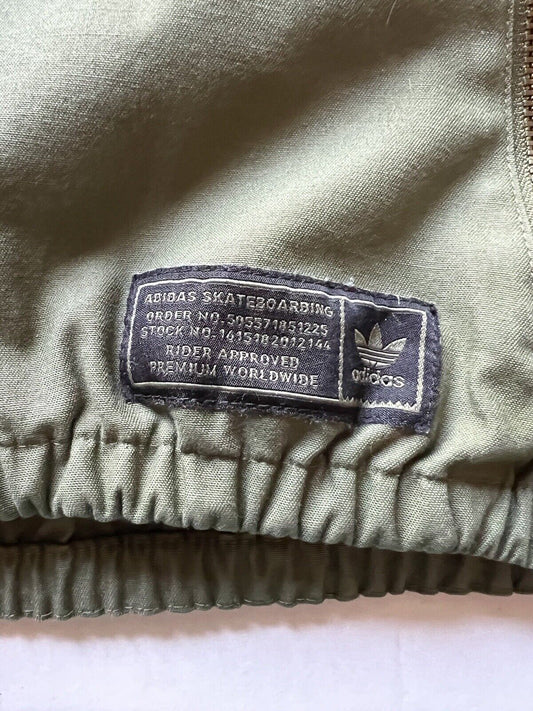 ADIDAS WIND Hooded JACKET SKATEBOARDING ARMY GREEN GOLD FULL ZIP Large - thriftgoblin