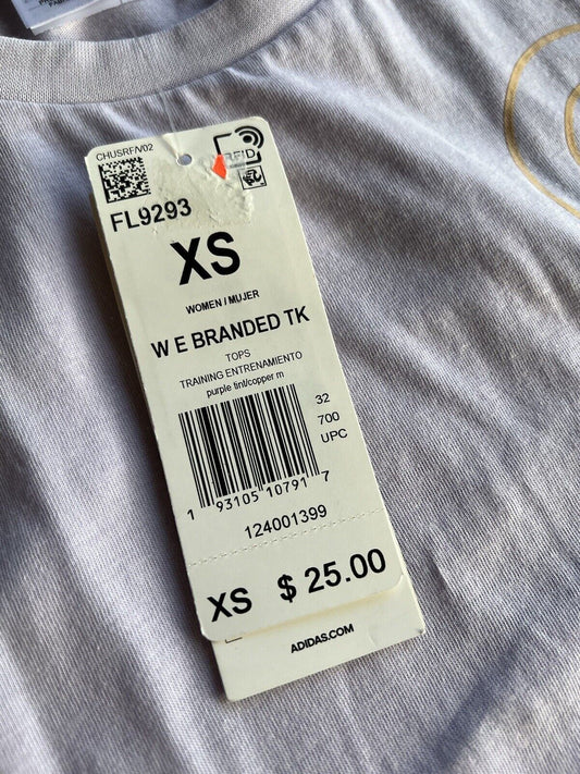 Adidas Women`s Branded Training Tank Purple Tint/Copper Metallic NWT XS Crossfit - thriftgoblin