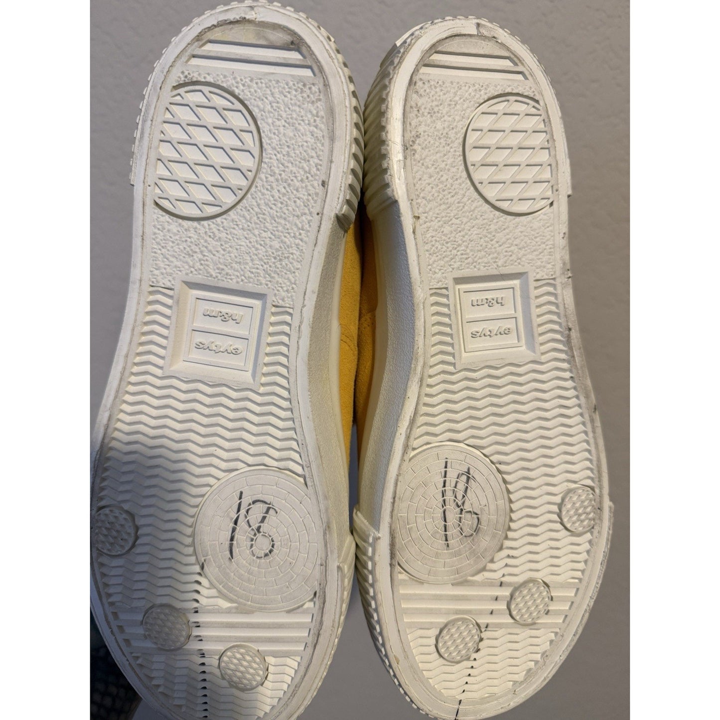 Eytys x H&M Mustard Yellow Suede Low Top Sneakers Size 6 EUR 38 Indie Leather 70