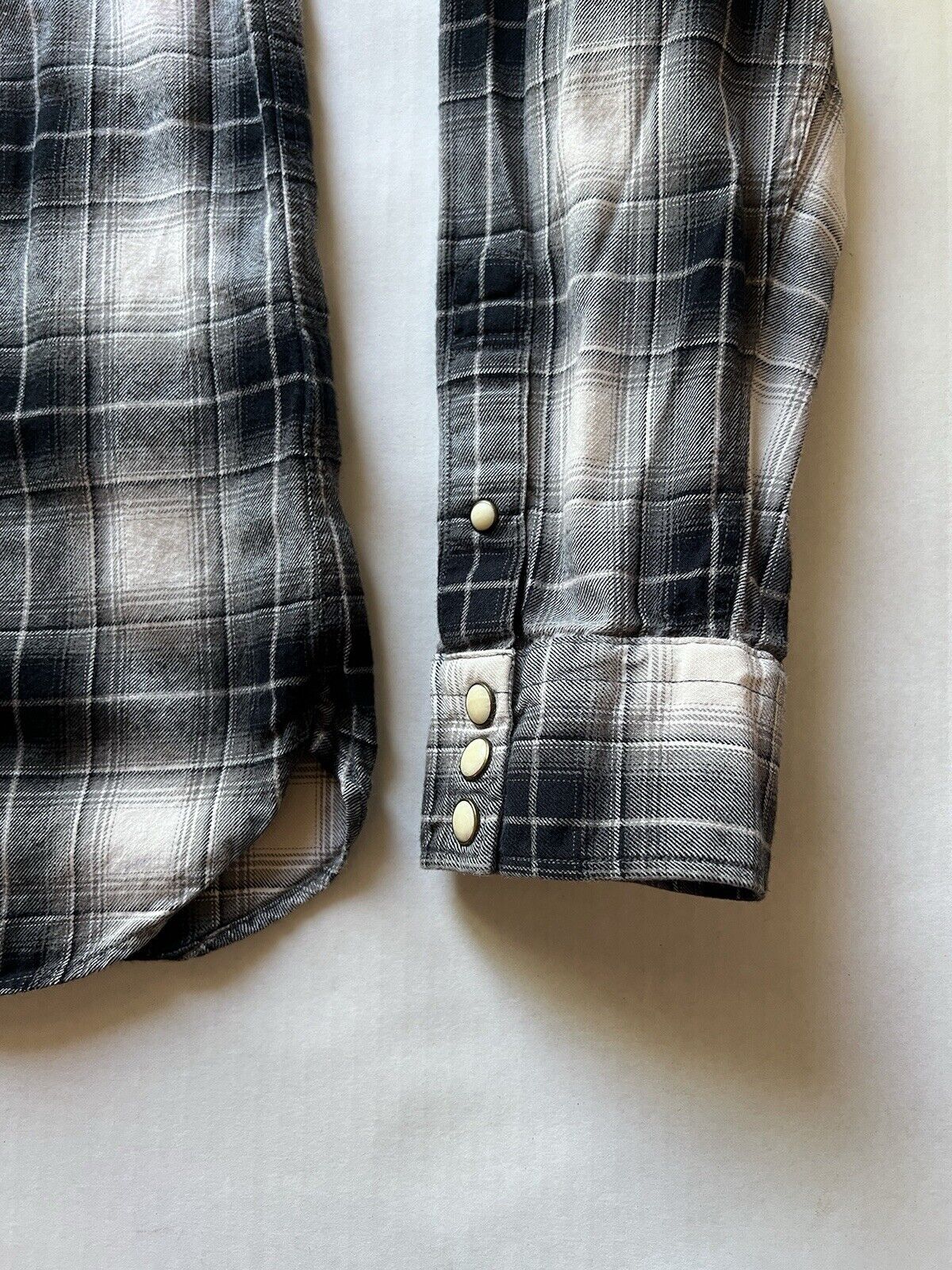 All Saints Shirt Men Medium Black Plaid Pearl Snap Flannel Cowboy Western Flanel - thriftgoblin