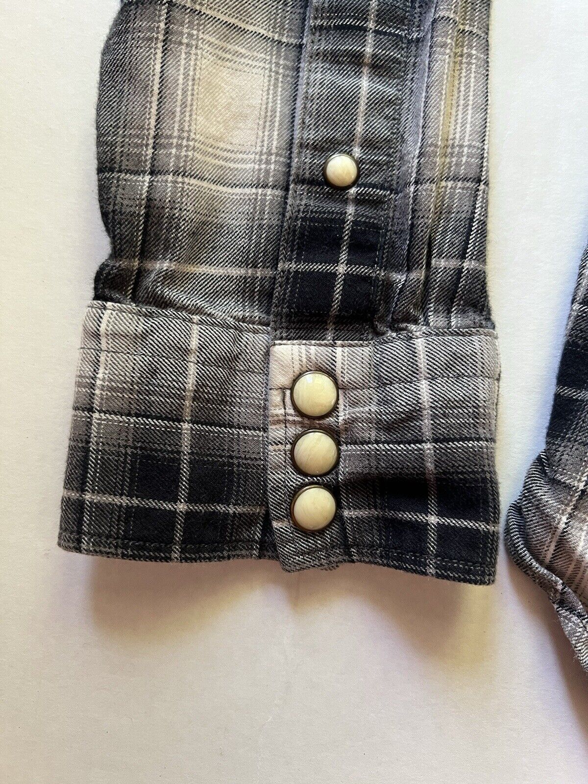 All Saints Shirt Men Medium Black Plaid Pearl Snap Flannel Cowboy Western Flanel - thriftgoblin
