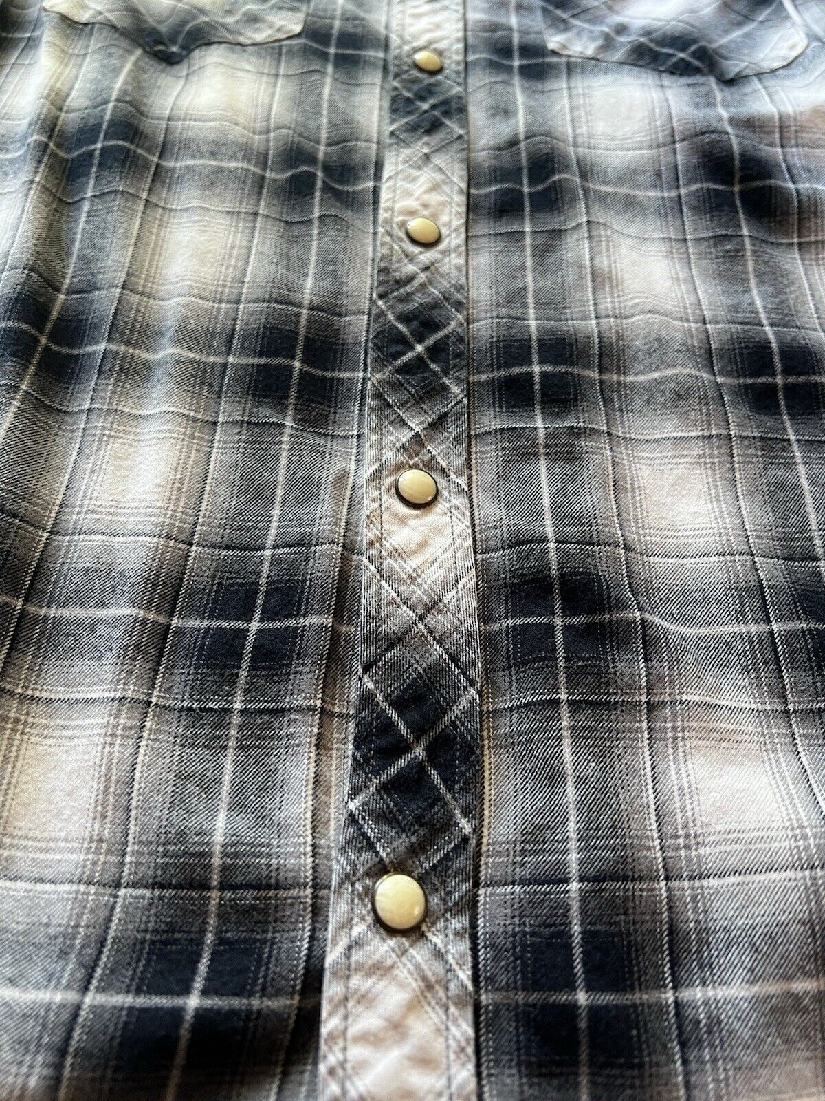 All Saints Shirt Men Medium Black Plaid Pearl Snap Flannel Cowboy Western Flanel - thriftgoblin