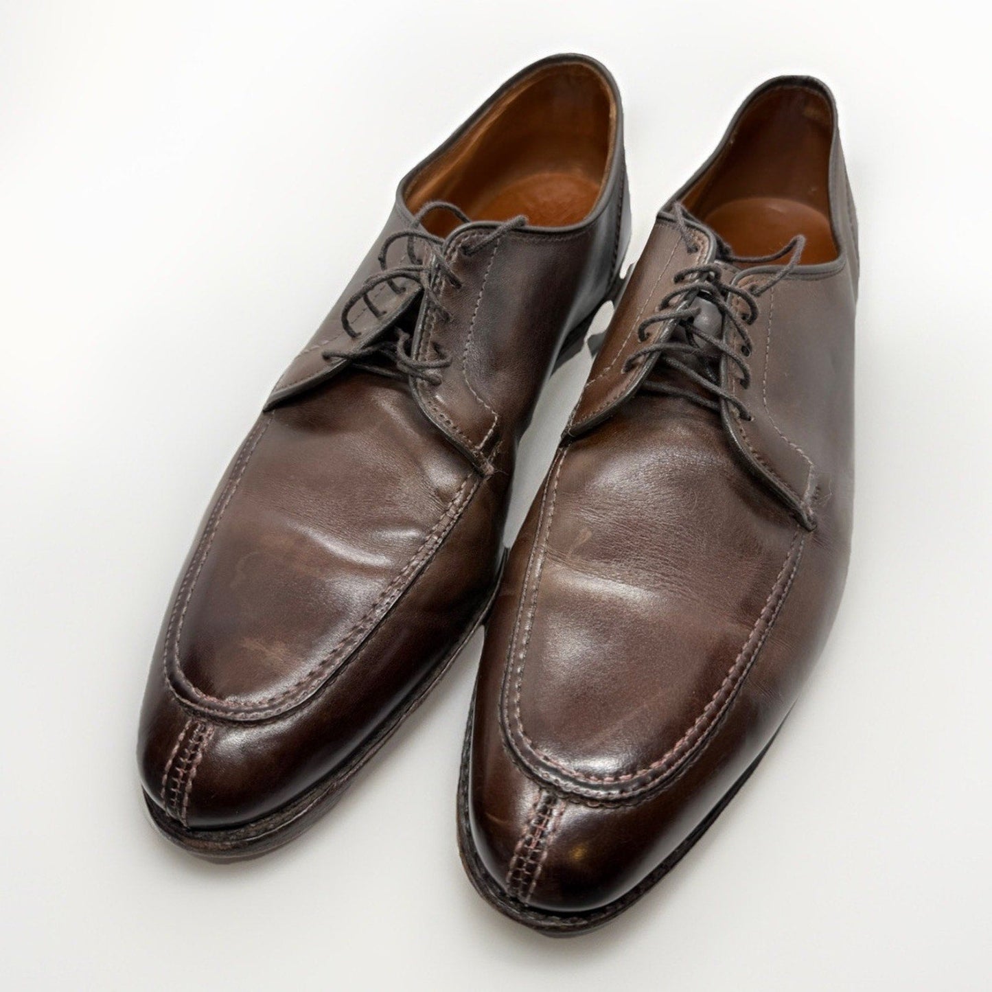 Allen Edmonds LaSalle Brown Leather Apron Toe Derby Dress Shoes Men’s 12 D USA - thriftgoblin