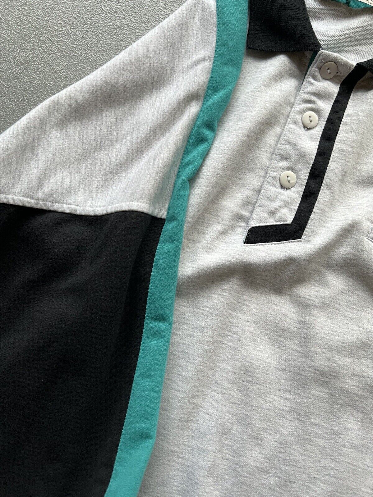 Ash Creek Trading Mens XL Gray Long Sleeve Polo Shirt Hipster Indie Retro Rugby - thriftgoblin
