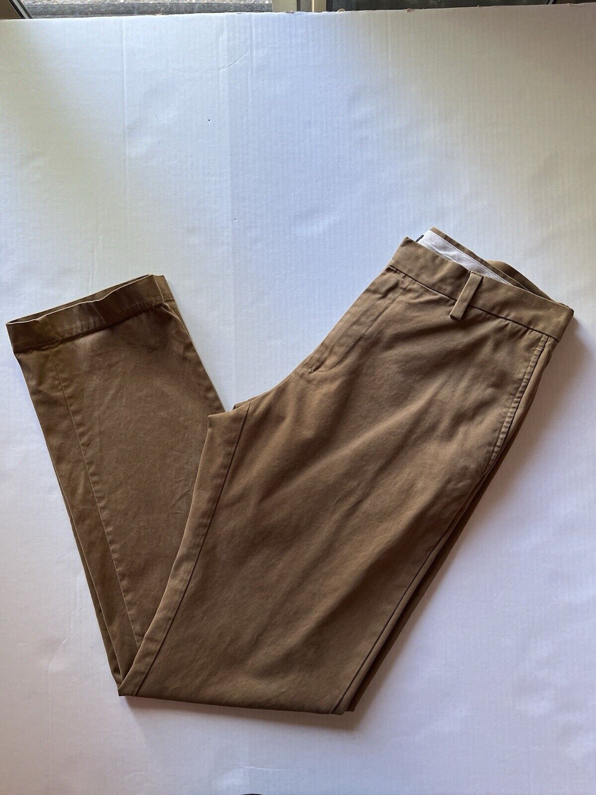 Banana Republic Emerson Chino Pants Mens 32x34 Brown Tan Khaki Straight Low Rise - thriftgoblin