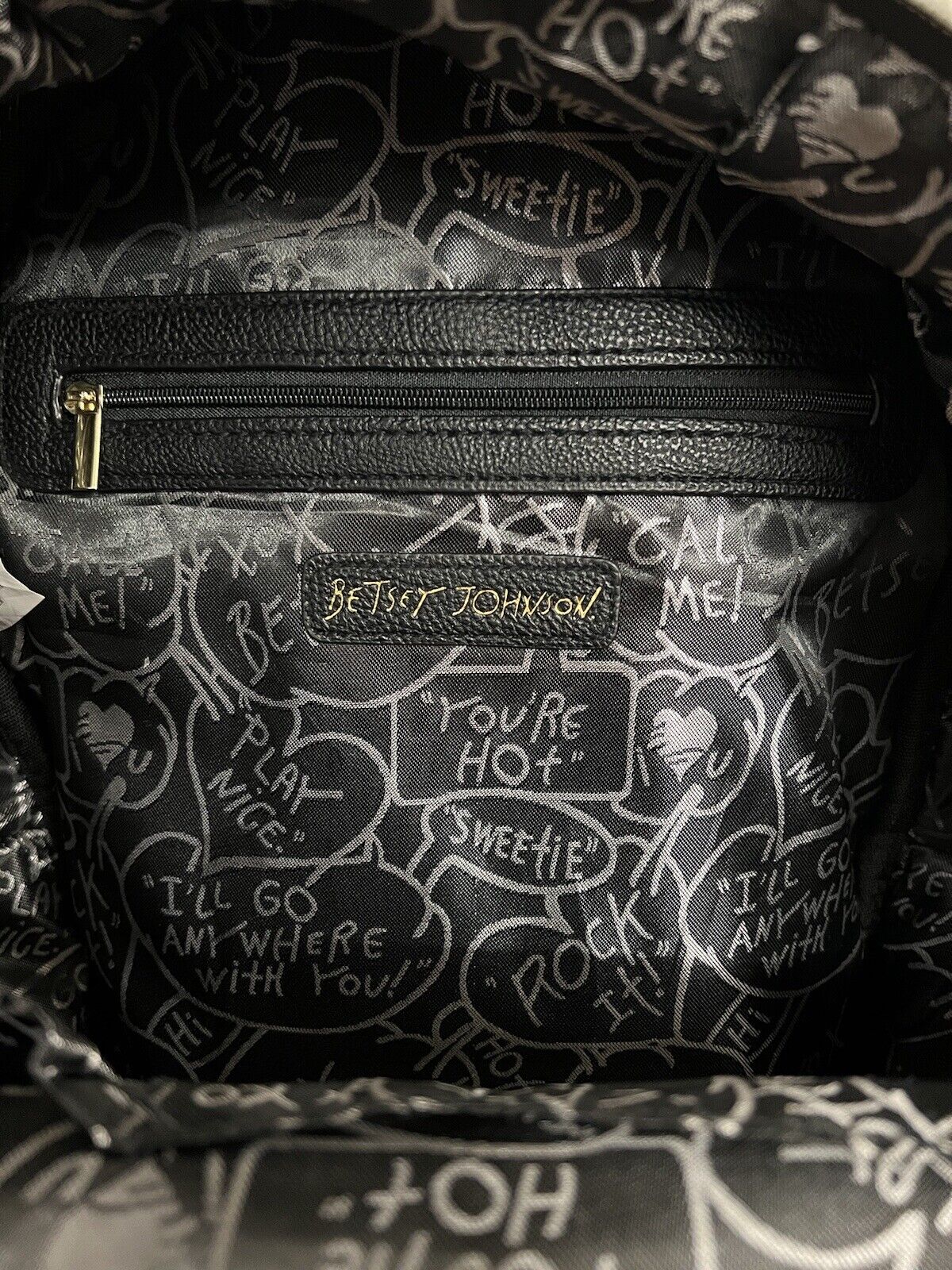 Betsey Johnson Pug Dog Quilted White And Black Faux Leather Backpack W Ball - thriftgoblin