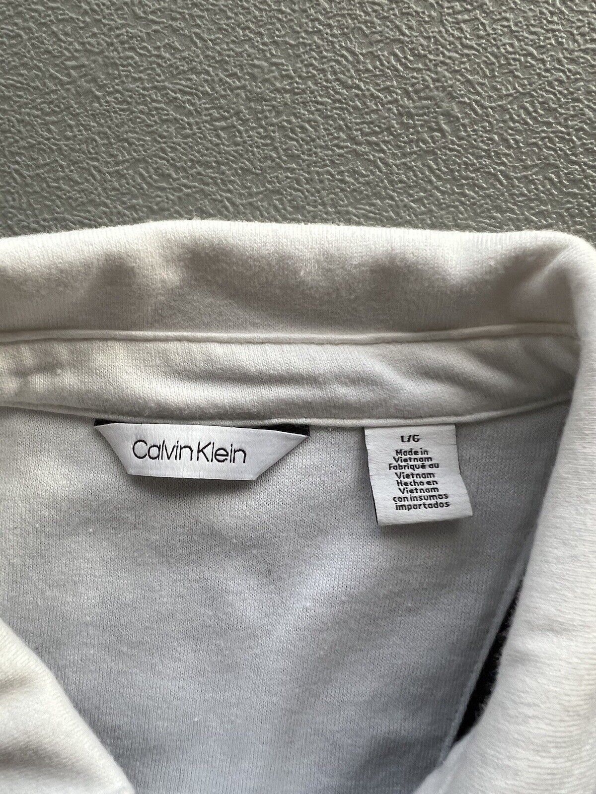 Calvin Klein Polo Shirt Mens Large Blue Retro Style Long Sleeve Collared - thriftgoblin