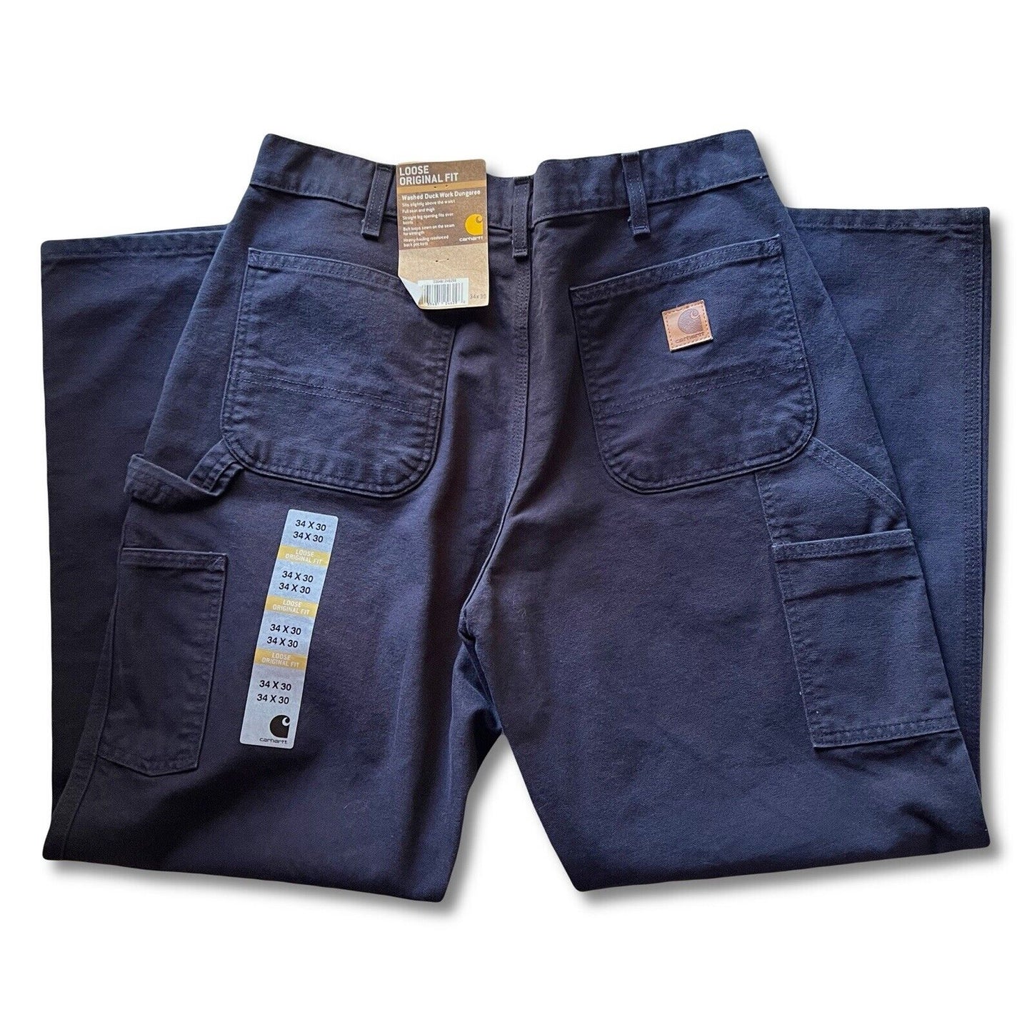 Carhartt Mens Blue Loose Original Fit 34 X 30. B11 - MDT Workwear Pants Denim New - thriftgoblin
