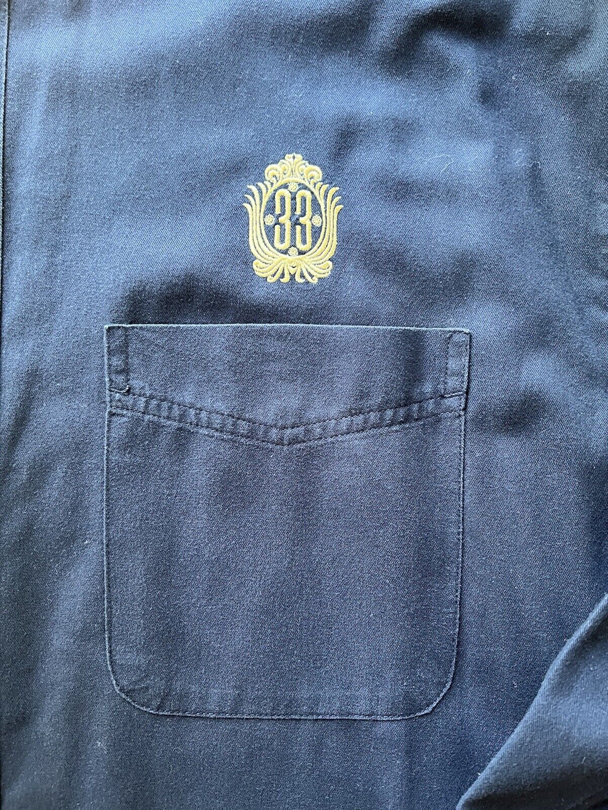 Club 33 Embroidered Mens XL Blue Longsleeve Button Up Devon & Jones Disneyland Rare - thriftgoblin