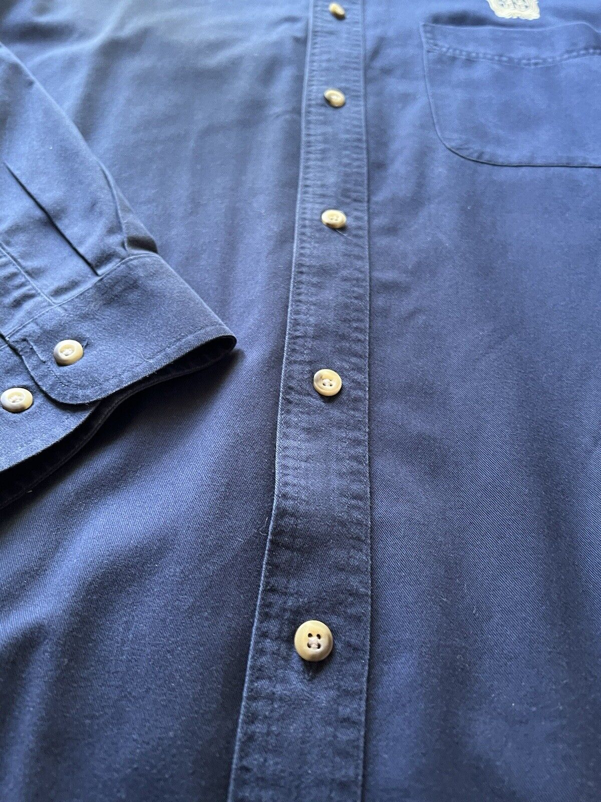 Club 33 Embroidered Mens XL Blue Longsleeve Button Up Devon & Jones Disneyland Rare - thriftgoblin