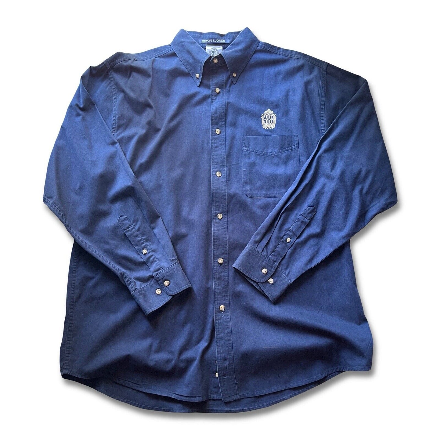 Club 33 Embroidered tag Mens XL Blue Longsleeve Button Up Devon & Jones Disneyland Rare - thriftgoblin