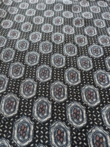 Colore Italia Mens Shirt Silk Short Sleeve Black Tan Geometric Button Up Size L - thriftgoblin