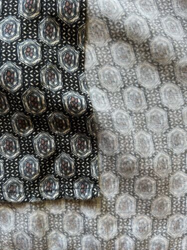 Colore Italia Mens Shirt Silk Short Sleeve Black Tan Geometric Button Up Size L - thriftgoblin