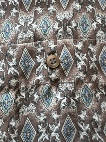 Colore Italia SILK Short Shirt ButtonUp Shirt Men M Brown Sharp Paisley Diamond - thriftgoblin