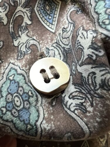 Colore Italia SILK Short Shirt ButtonUp Shirt Men M Brown Sharp Paisley Diamond - thriftgoblin