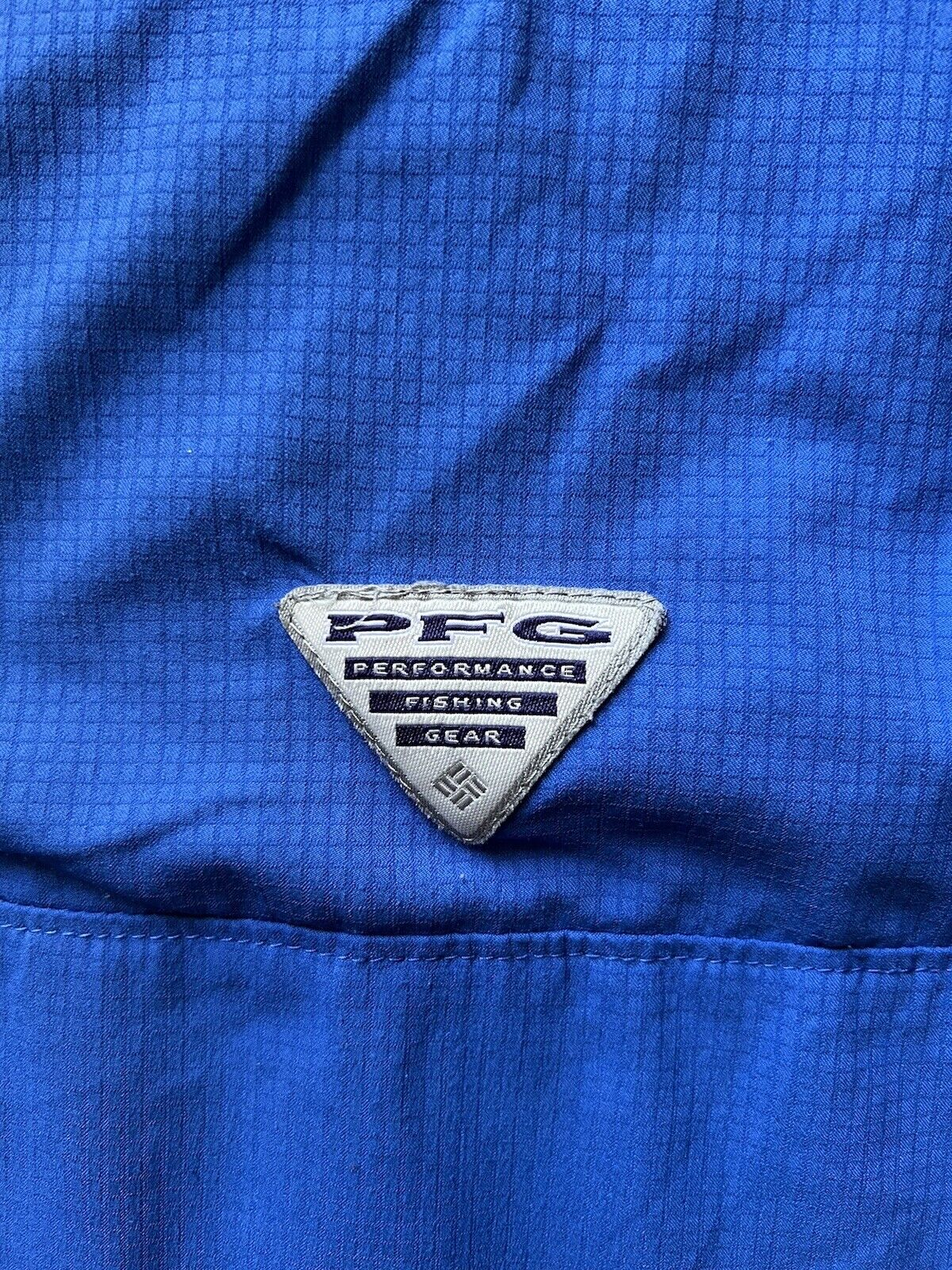 COLUMBIA Fishing Shirt Men's M PFG Bright Blue Vented Back Panel UPF 50 Sun - thriftgoblin