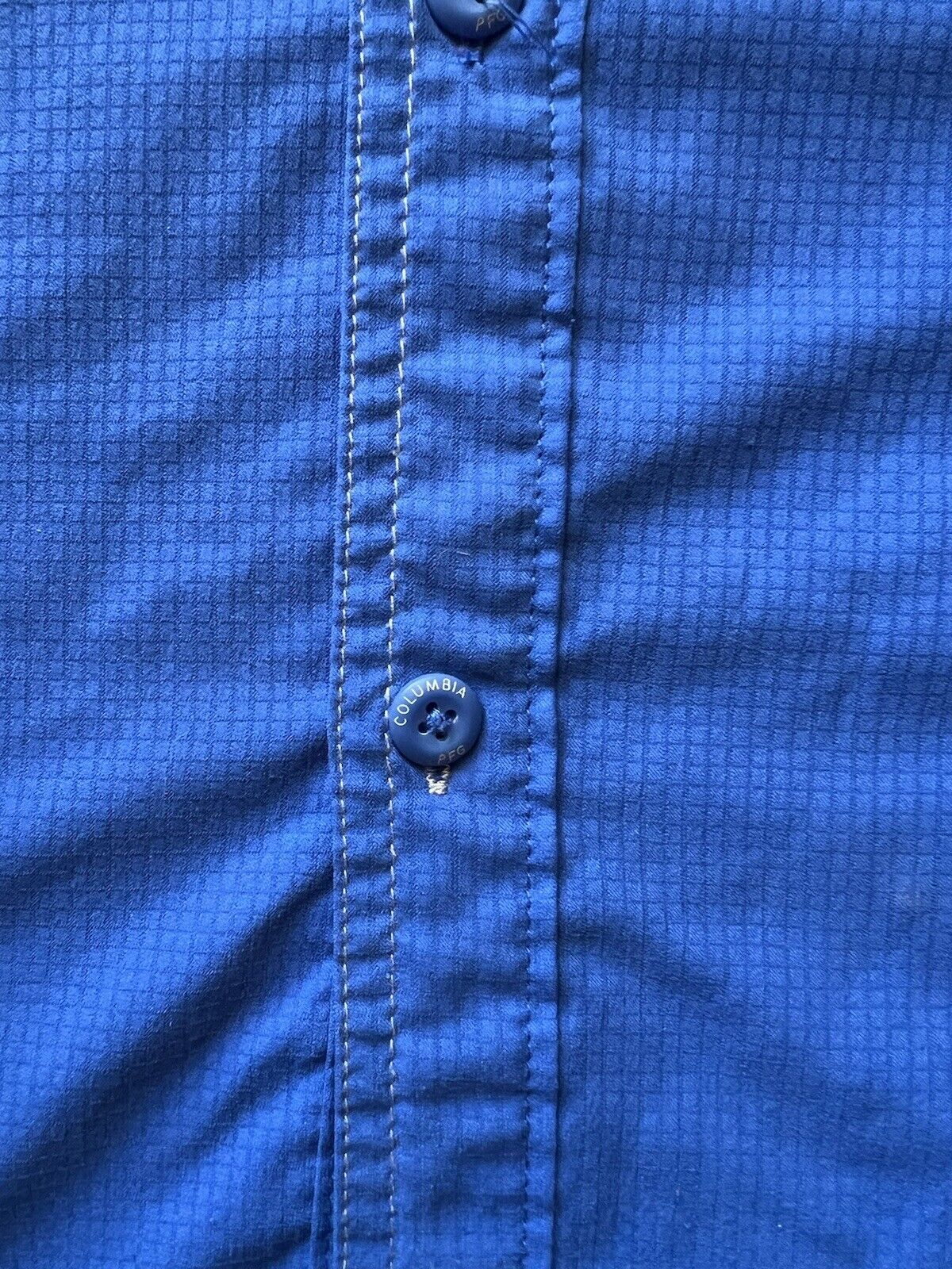 COLUMBIA Fishing Shirt Men's M PFG Bright Blue Vented Back Panel UPF 50 Sun - thriftgoblin