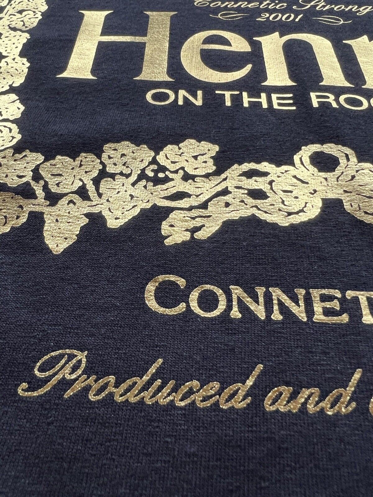 Connetic & Co Henny On the Rocks Gold Foil Print Tee SF Oakland Bay AreaCognac - thriftgoblin