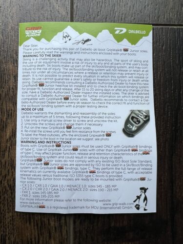 Dalbello Gripwalk Junior Soles Ski Boot Heels And Toes Replacement Part RARE. Jr - thriftgoblin