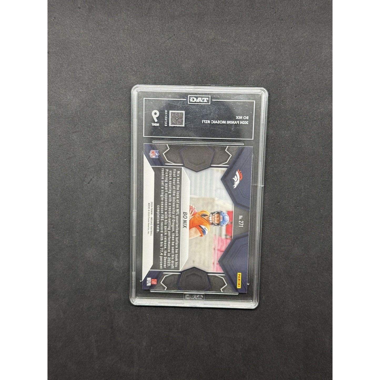 2024 Panini Mosaic NFL Debut Bo Nix RC #271 TAG 9 Mint Denver Broncos Rookie QB
