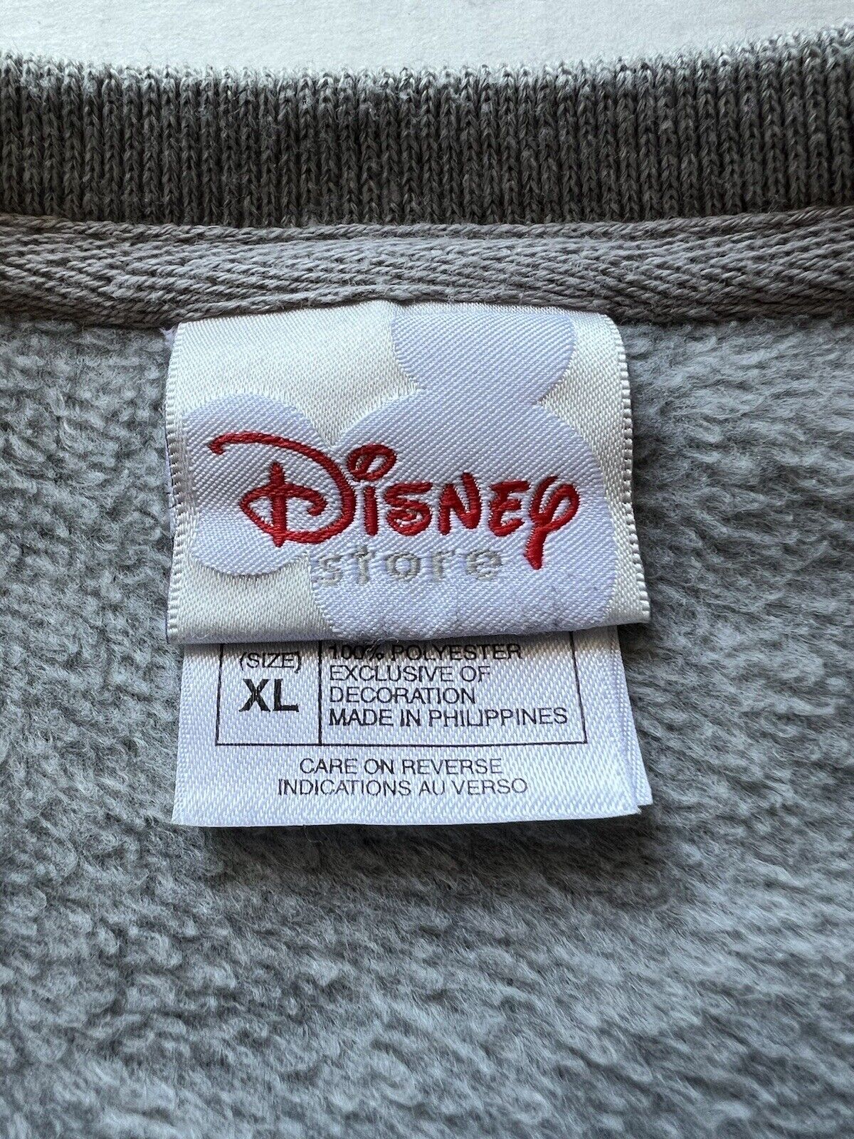 Disney Store "GRUMPY" Men xLarge Gray Polyester Fleece Sweatshirt Embroidered - thriftgoblin