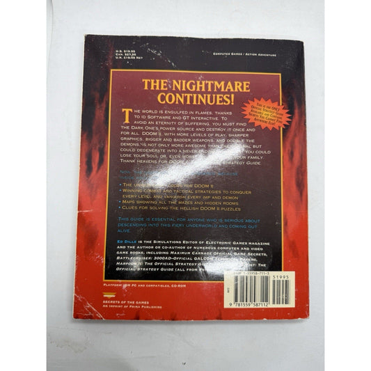 DOOM II Official Strategy Guide Prima 1994 PC FPS Shooter Walkthrough Book 90s - thriftgoblin