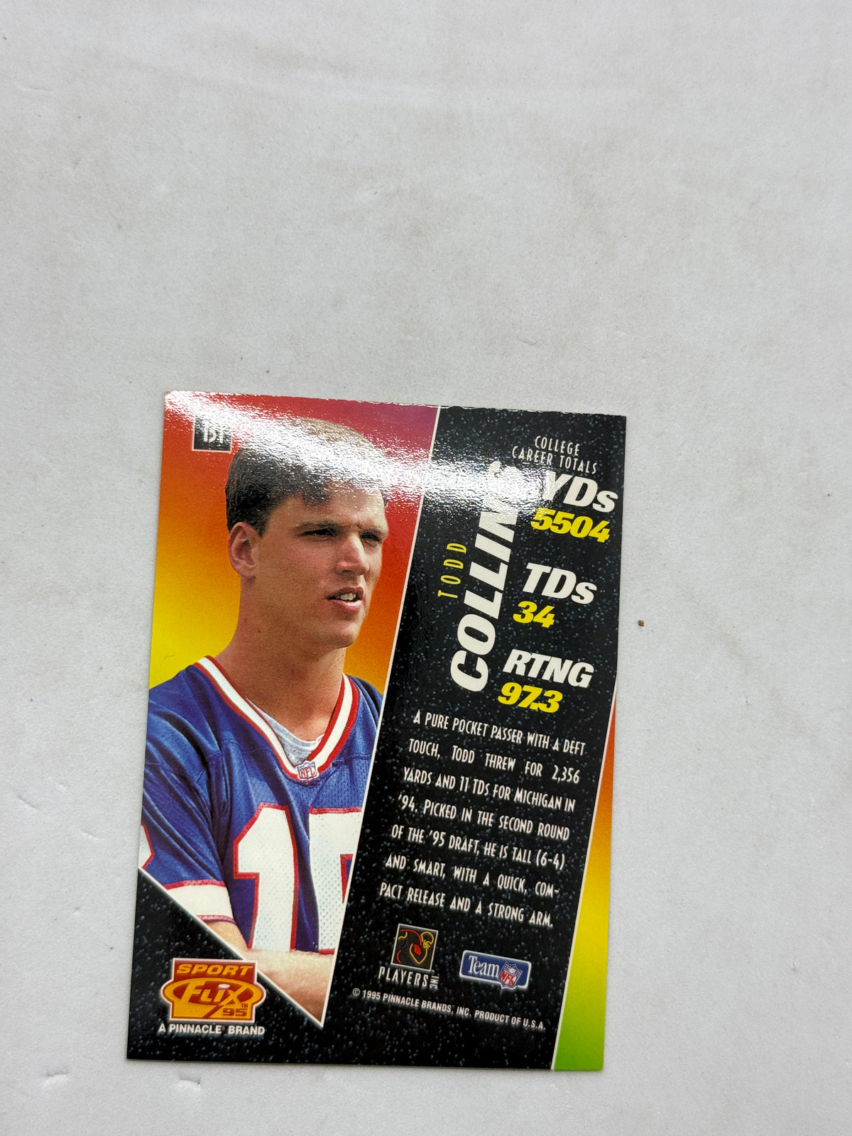 1995 Sportflix Kerry Collins Rookie 131 Pinnacle Card