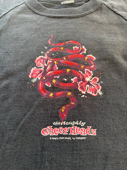 Naughty CheerHeadz tee graphic close up