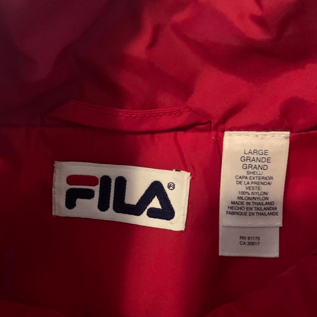 FILA Track Jacket Mens Large. USA Colors. Red White Blue Retro Windbreaker. - thriftgoblin