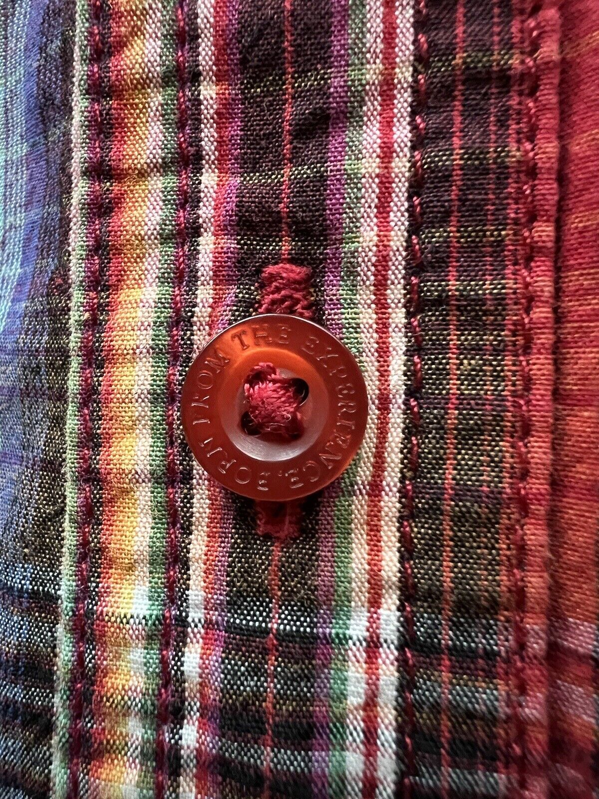 Fun PrAna Shirt Mens Size Medium Short Sleeve Orange Plaid Cotton Hiker Outdoor - thriftgoblin
