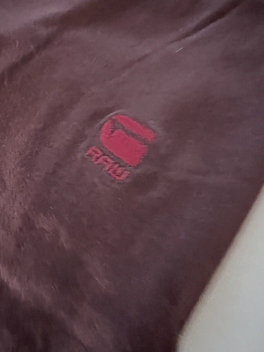 G RAW STAR T Shirt Mens Large Short Sleeve Burgundy Soft Long Split Seam Side - thriftgoblin