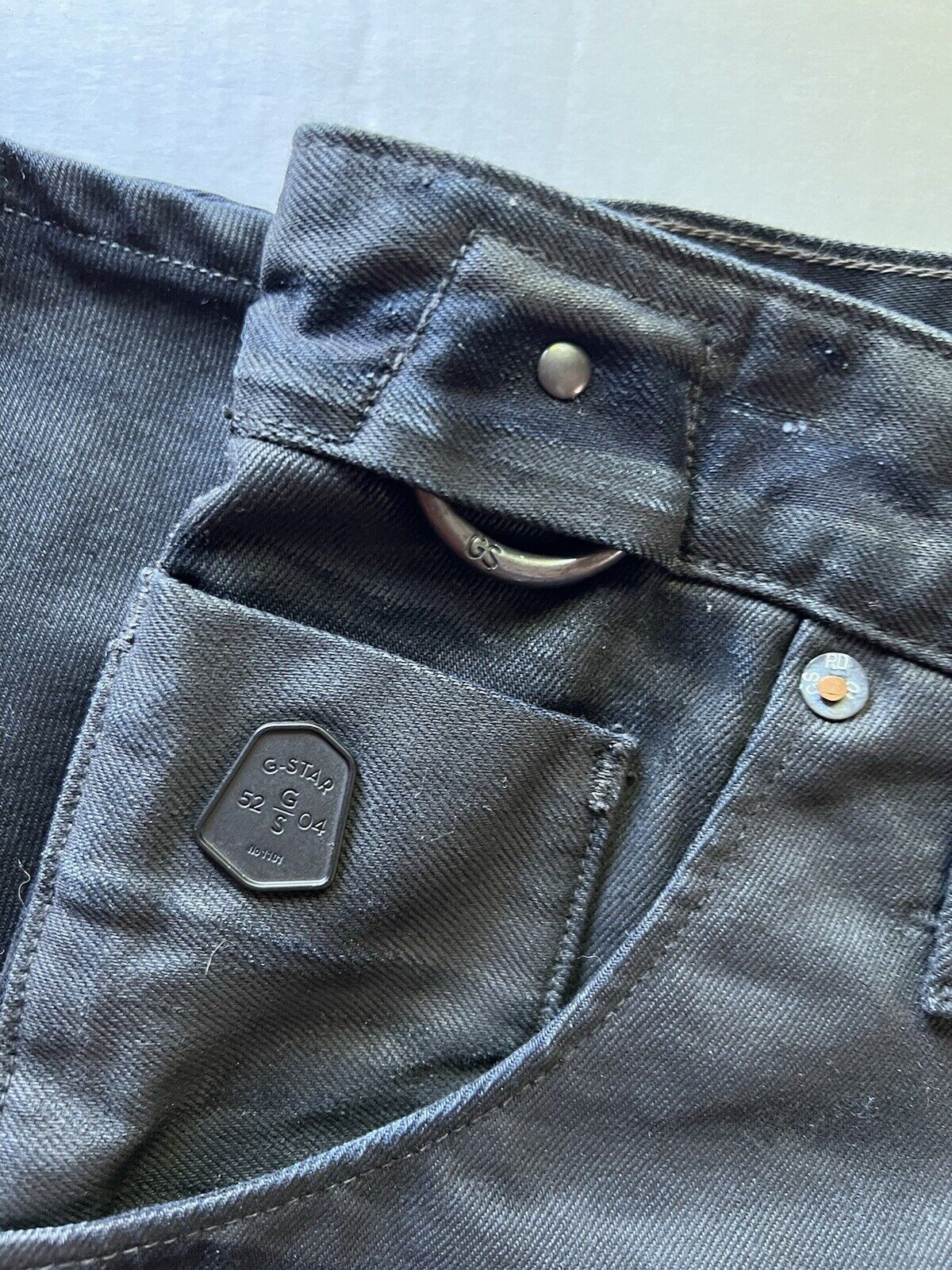 G - STAR RAW - ARC ZIP 3D Loose Tapered. Mens 32x32 Black Waxed Denim Motorcycle - thriftgoblin