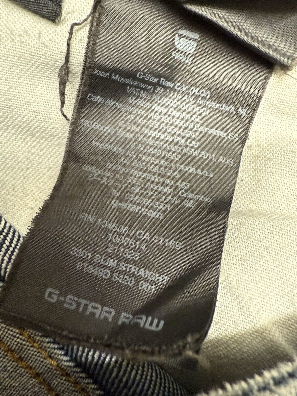 G Star Raw Jean Men 31x32 Blue 3301 Slim Straight Faded Selvedge 2010 Bottoms - thriftgoblin