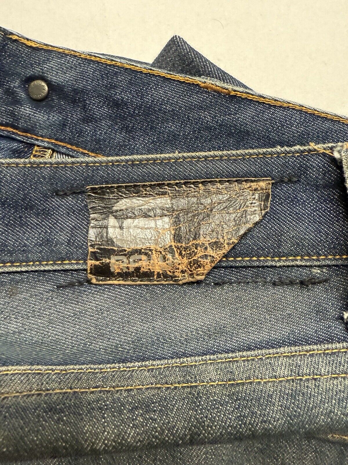 G Star Raw Jean Men 31x32 Blue 3301 Slim Straight Faded Selvedge 2010 Bottoms - thriftgoblin