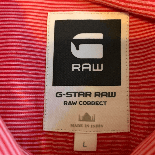 G Star Raw Long Sleeve red shirt striped large - thriftgoblin