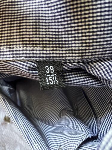 Giorgio Armani Dress Shirt Men 15 1/2 Black White Check Button Up Long Sleeve - thriftgoblin