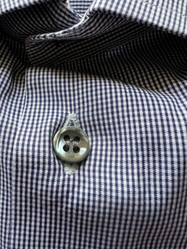 Giorgio Armani Dress Shirt Men 15 1/2 Black White Check Button Up Long Sleeve - thriftgoblin
