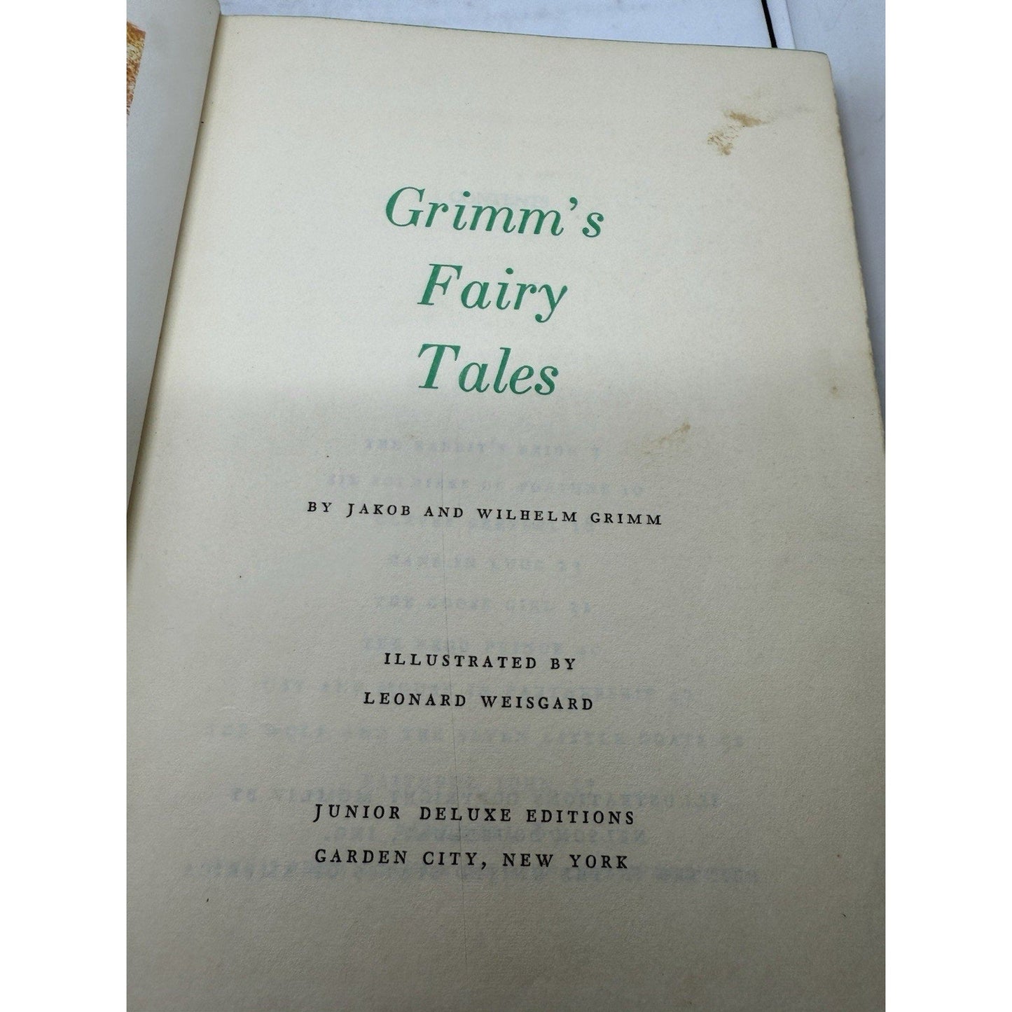 Grimms Fairy Tales Nelson Doubleday Inc Vintage Hardcover Junior Deluxe Edition - thriftgoblin